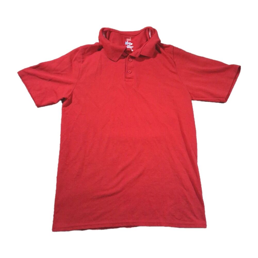 Hanes X-Temp Men's Red Polo Shirt Short Sleeve Size Medium Solid Performance